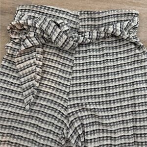 Plaid High-Waisted Shorts with Bow Tie